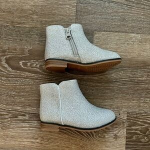 Cat & Jack Silver Sequin Zipper Side Toddler Booties